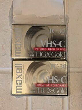 Maxell HGX Gold TC-30 VHS-C Video Tapes Premium High Grade 2 Pack